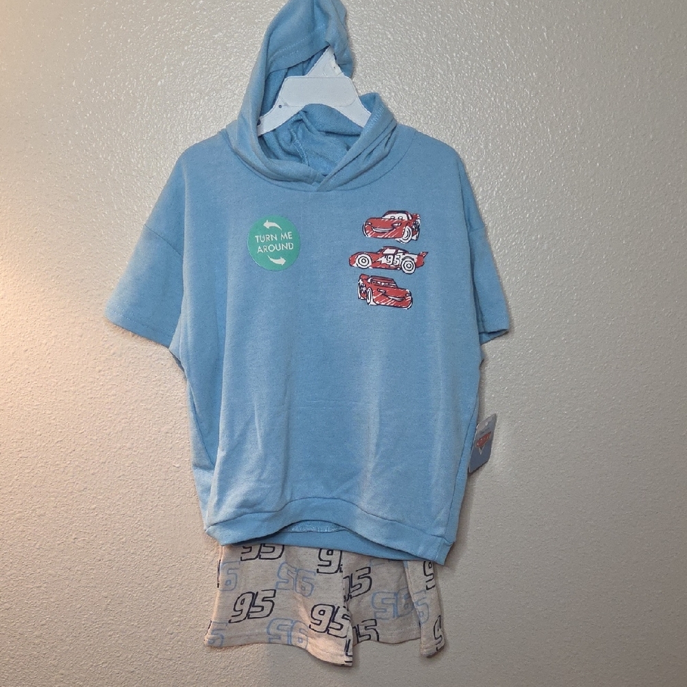 Blue Hoodie with Car Graphics